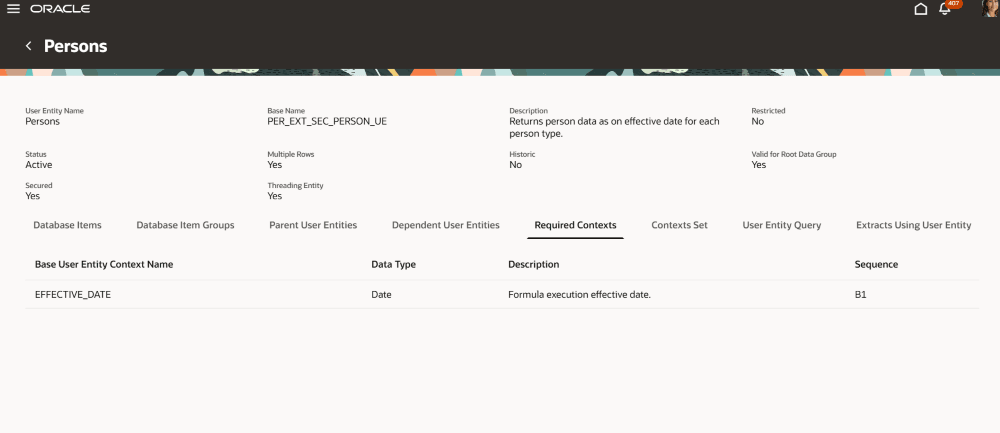 Required Contexts page
