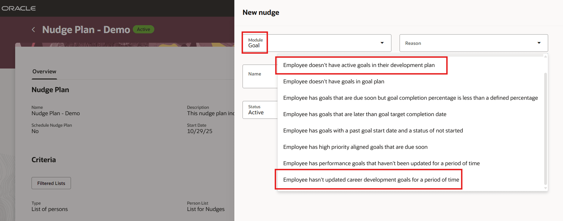 Career Development Nudges in Goal Module