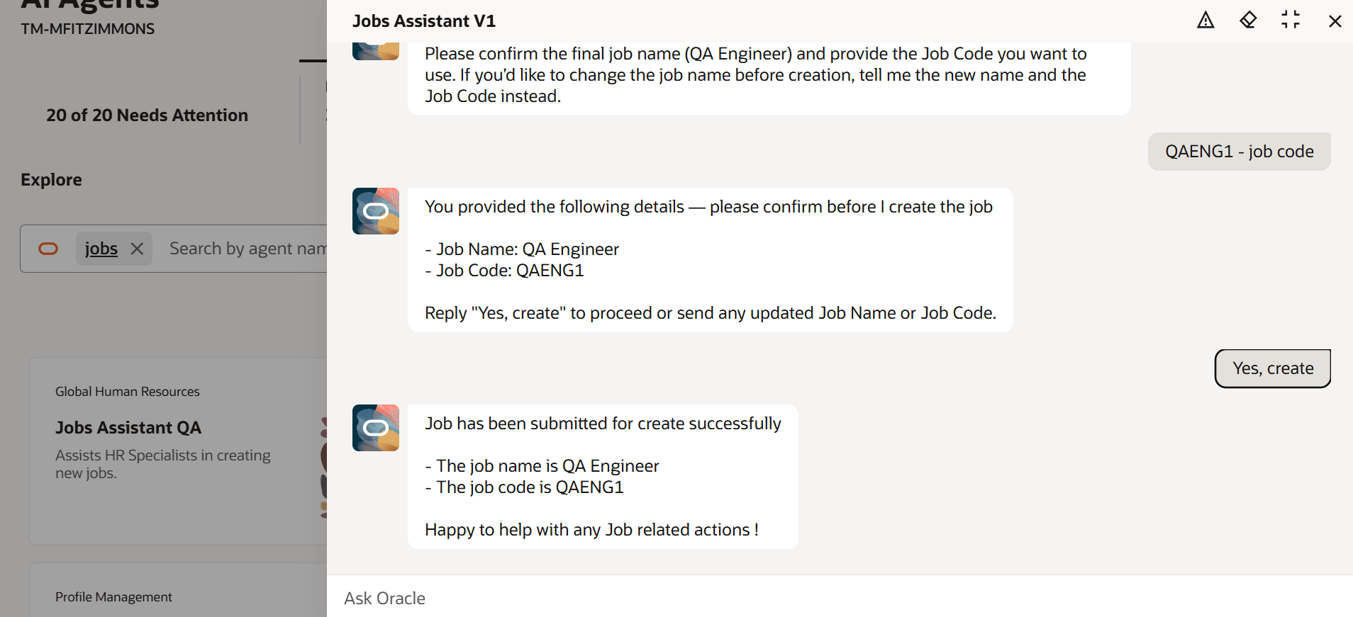 Creating a job when approvals are enabled