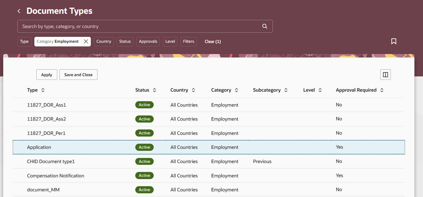 Document Types Redwood Page Opens Without Add Button and Name Links