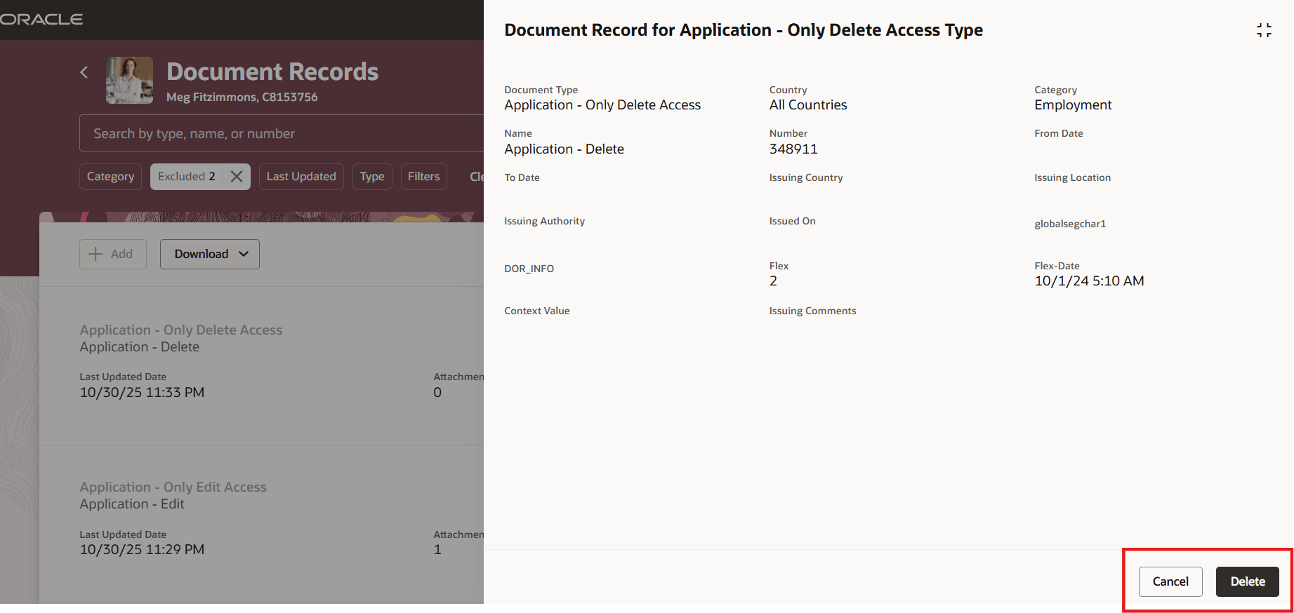 Only Delete Access in Panel Drawer