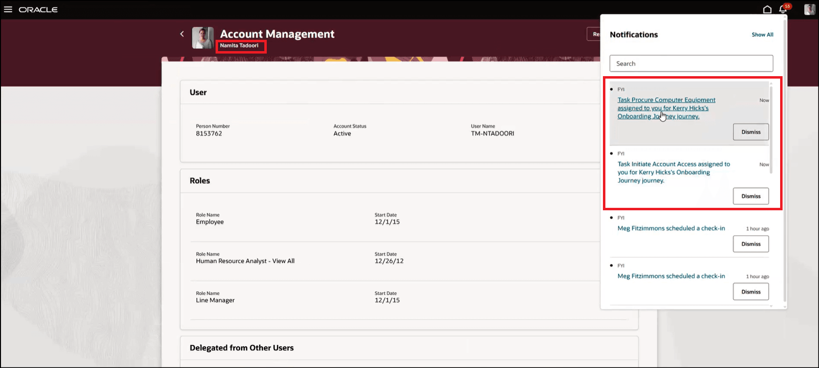 Notification Sent to Performer