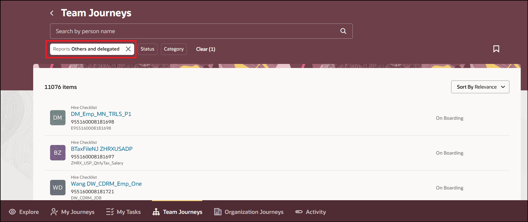 Persons Filtered Based on Role Delegation