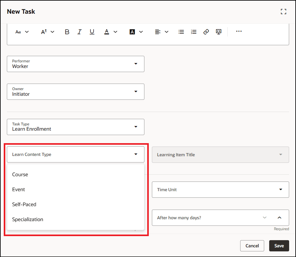 New Event and Self-Paced Learn Content Types