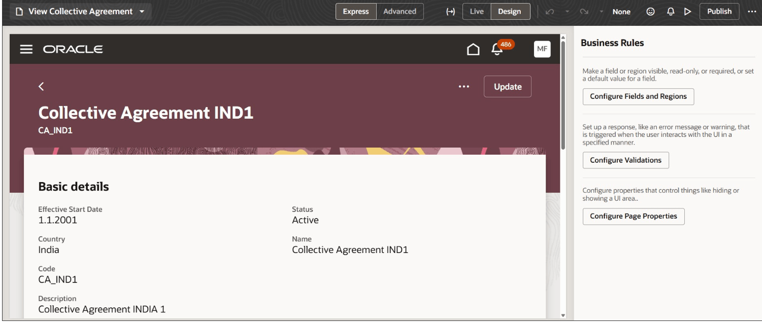 Business Rules for View Collective Agreements Page