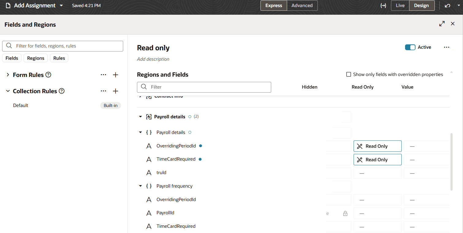 Payroll attributes can be made read-only