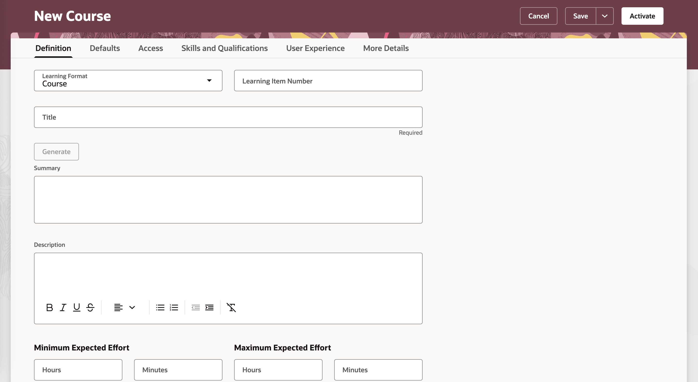 Redwood Course Creation: Modernized Definition Tab