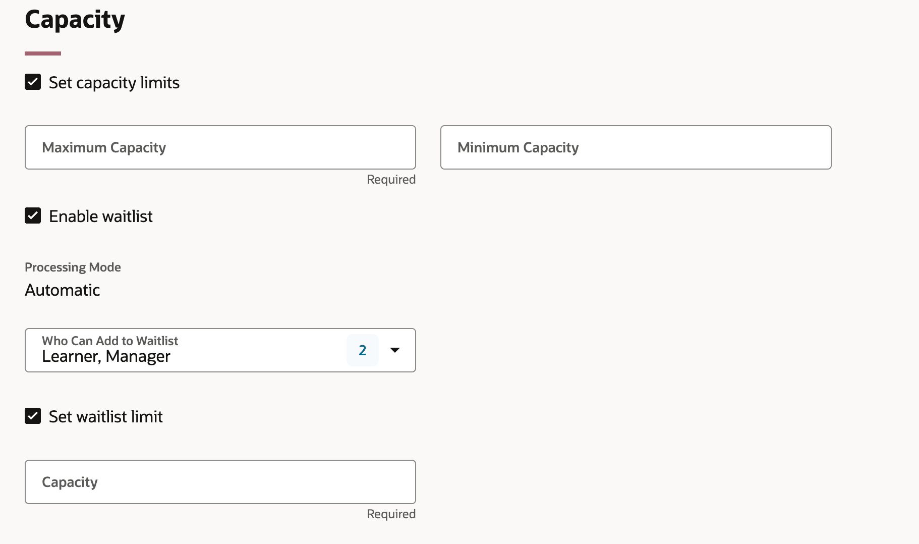 Defining Capacity Rules
