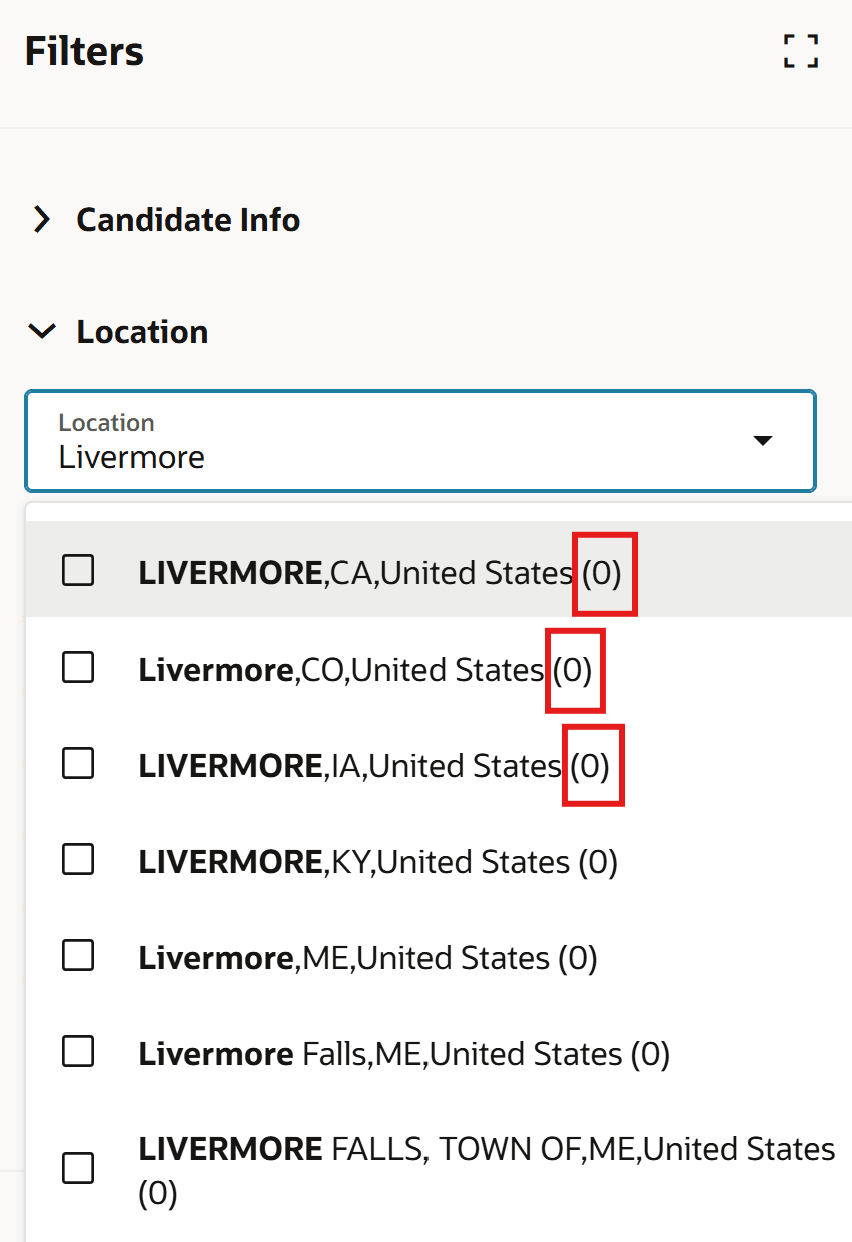 Location Filter with Aggregate Count of Zero