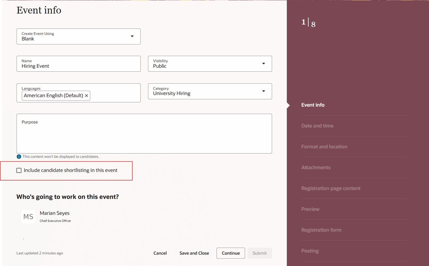 Include Candidate  Shortlisting Checkbox