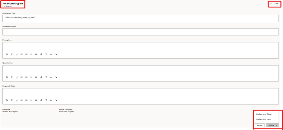 Translating the Requisition Details