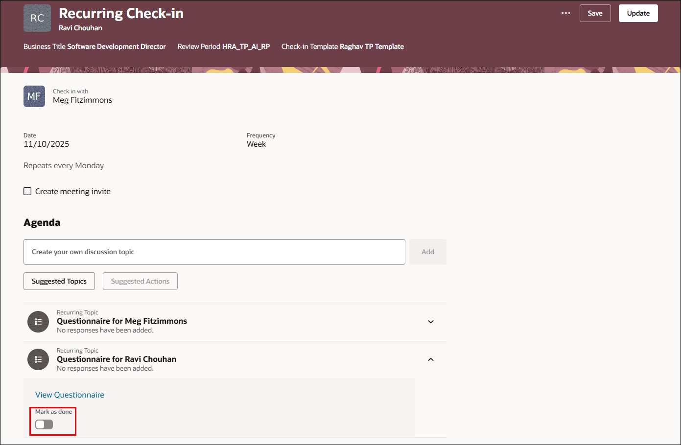 Mark as done option for employee