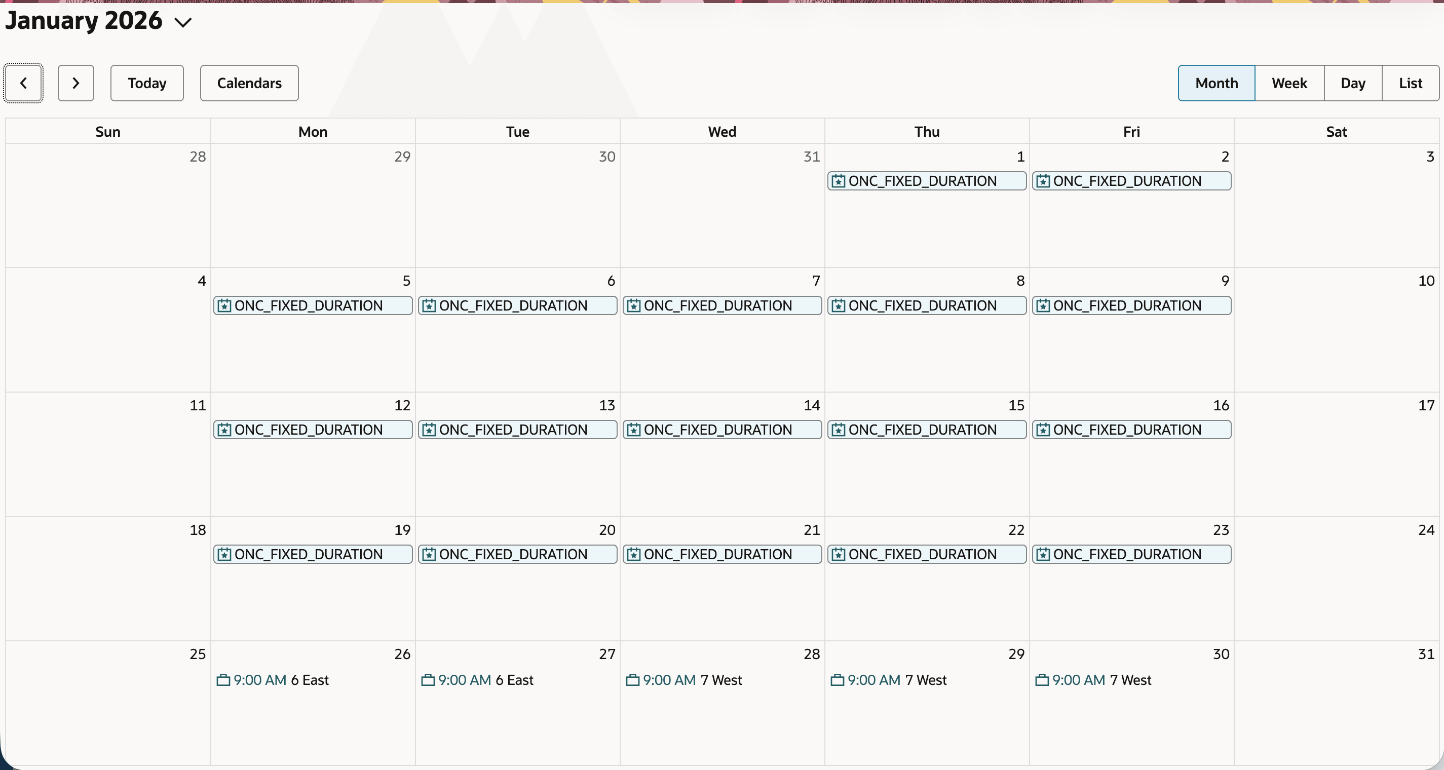 Event Title displaying Department Name