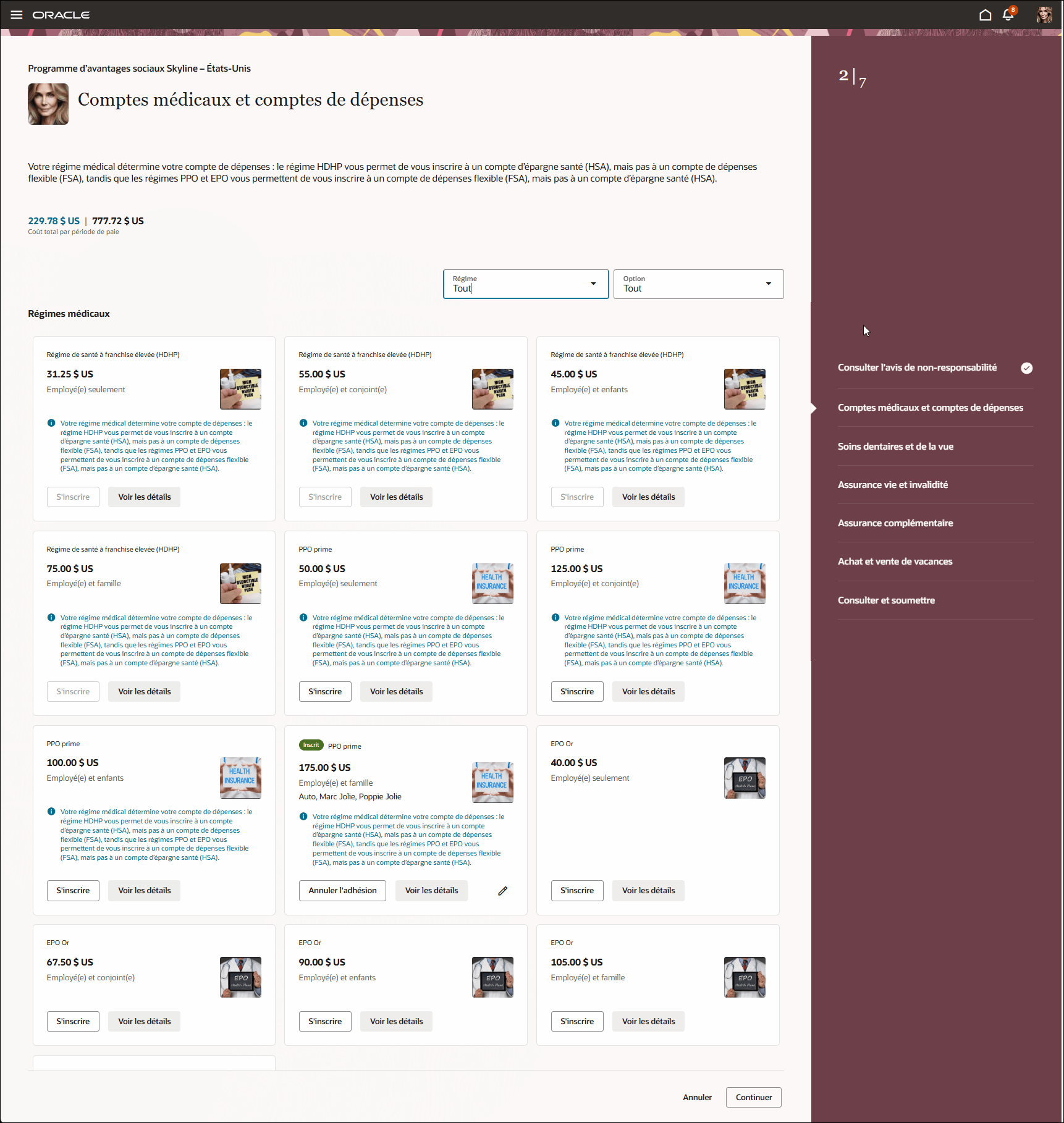 Self-Service Benefits Enrollment Page