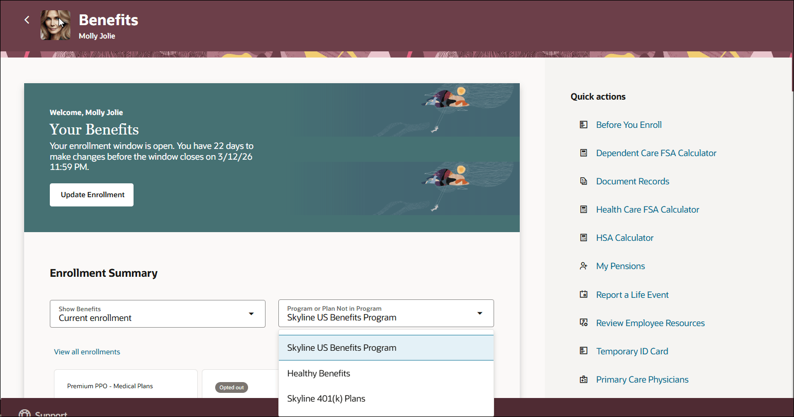 Benefits Self-Service - Landing Page
