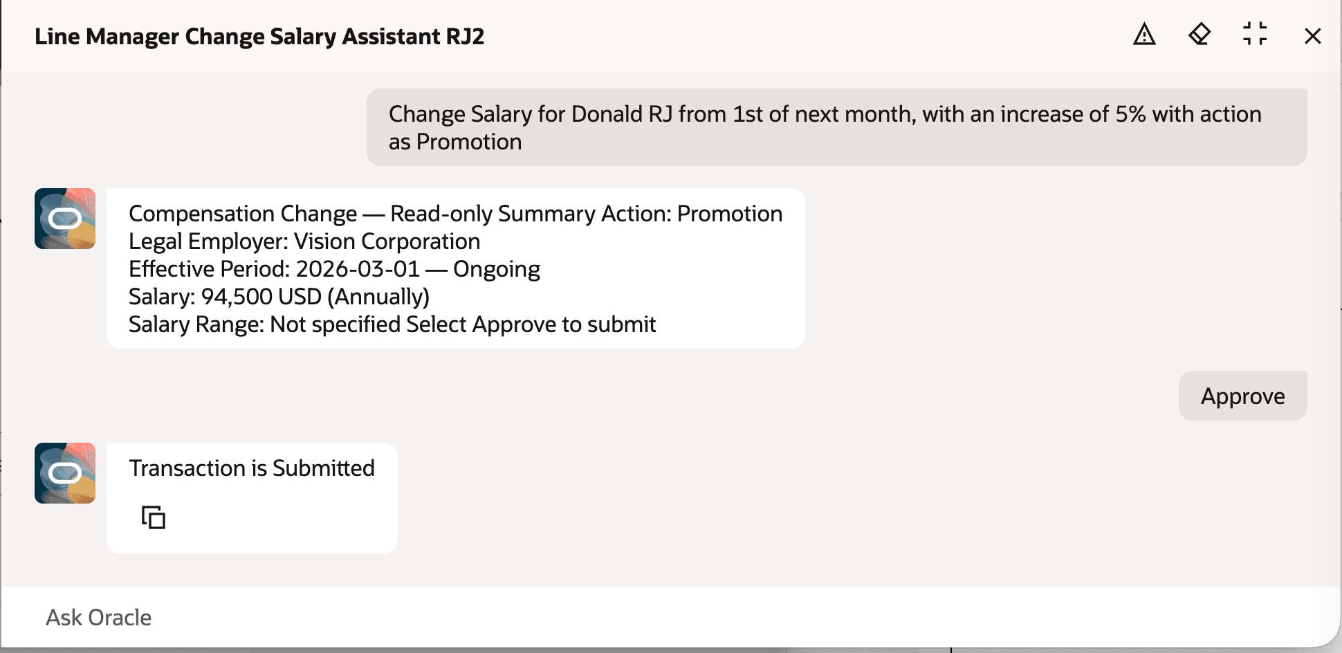 AI Agent Interaction Submitting Salary Change