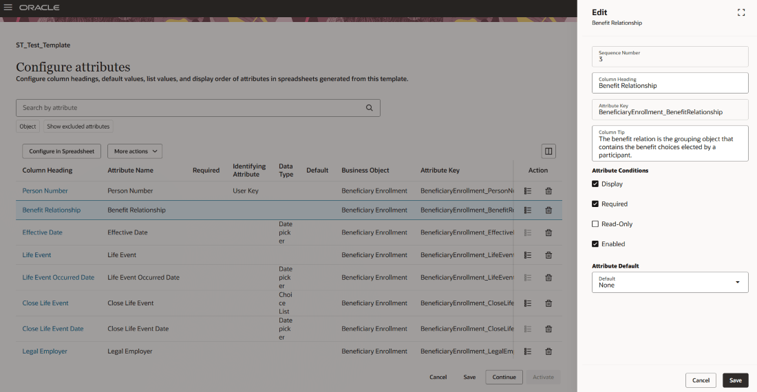 Configure attributes - Edit