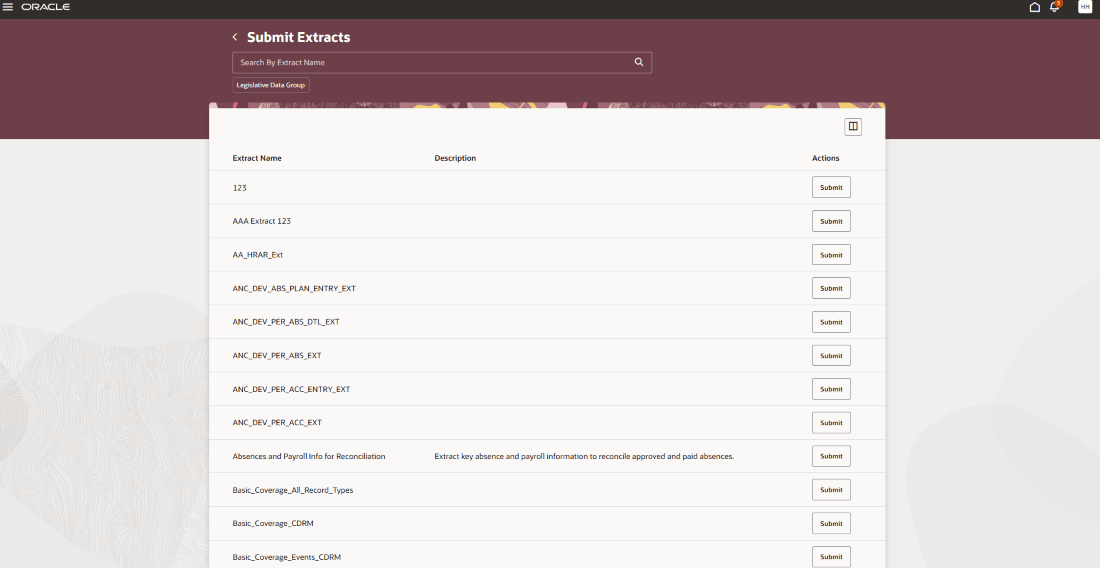 Submit extracts page