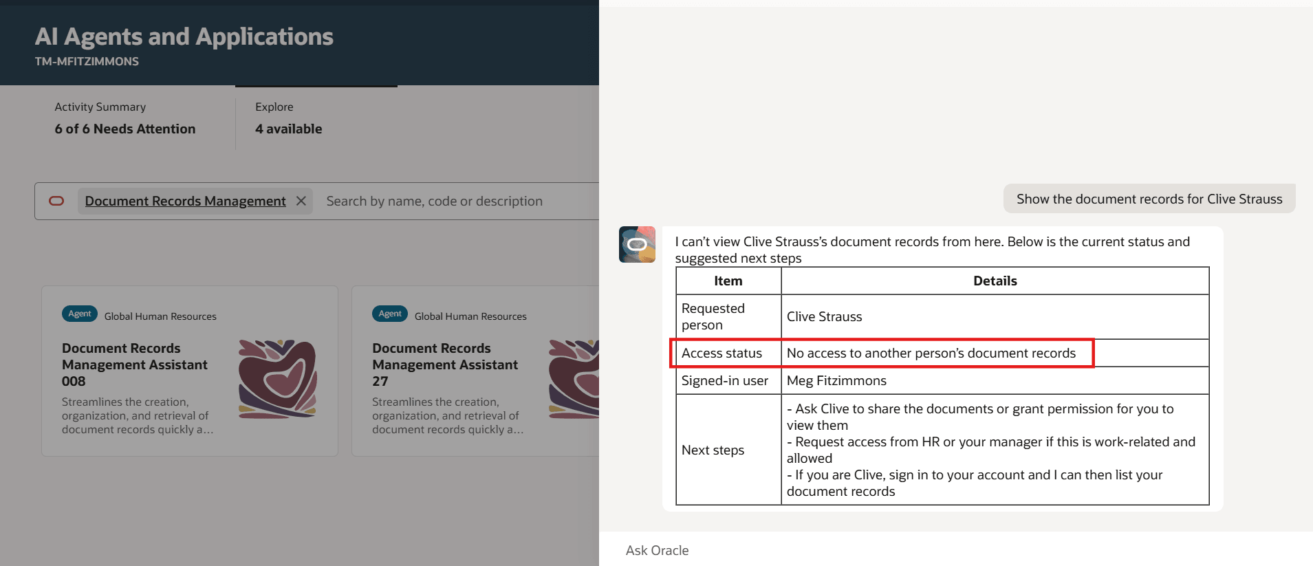 AI Assistant Only Retrieves Data Based on Logged-in User's Access