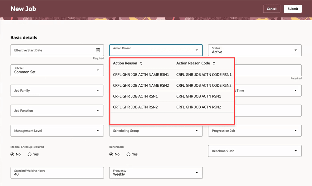 Both columns displayed in the LOV on the New Job page&nbsp;