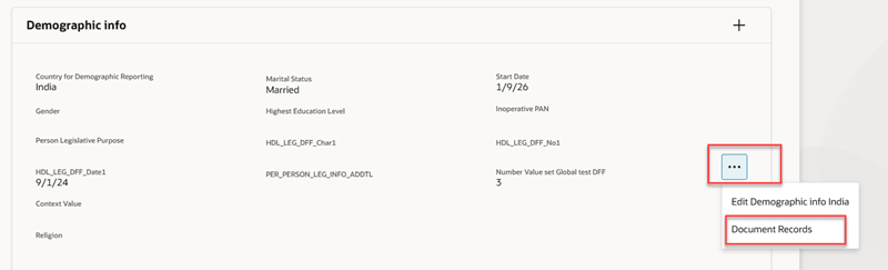 Open Document Records from Demographic Info Section (India)