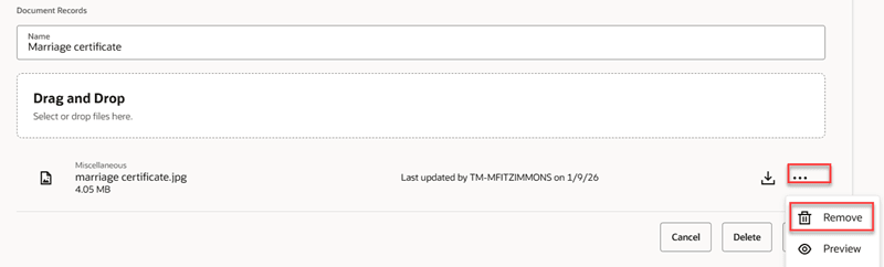 Remove Attachment from Document Records