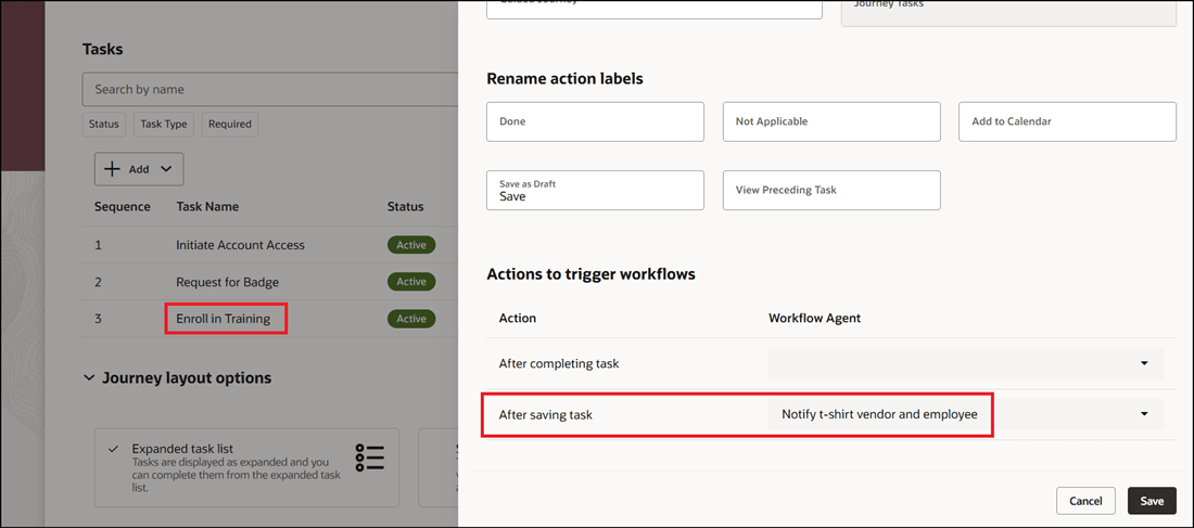 Configure Workflow Agent to Trigger After Saving Task