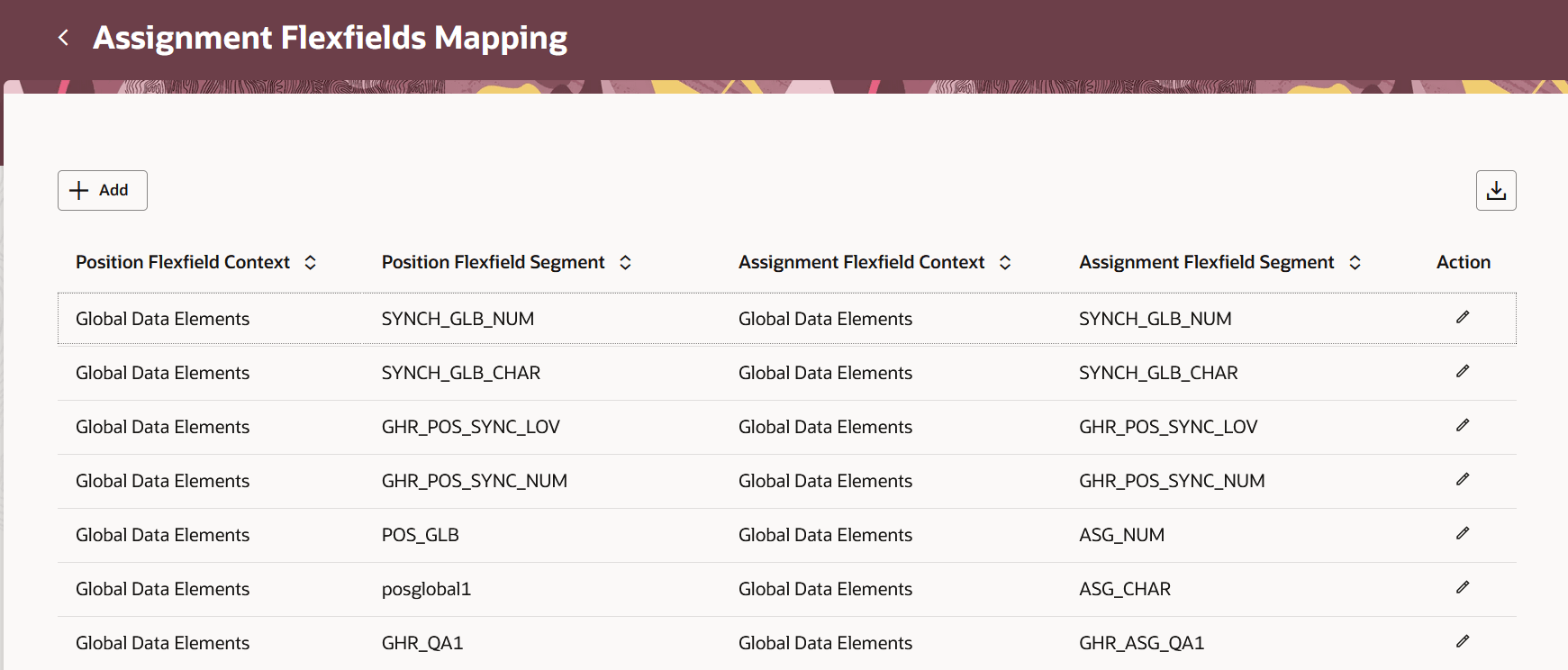 Assignment Flexfeild Mapping page