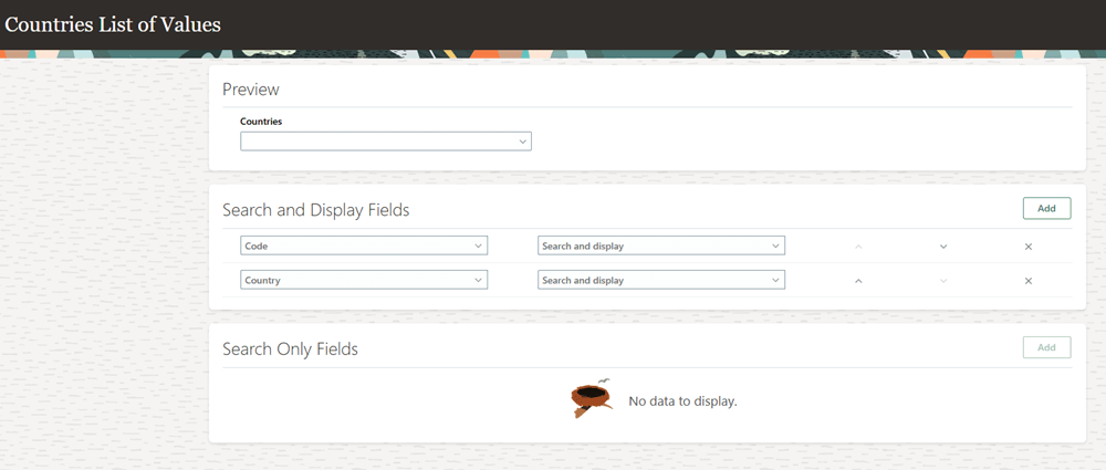 Countries LOV Configuration in HCM Experience Design Studio