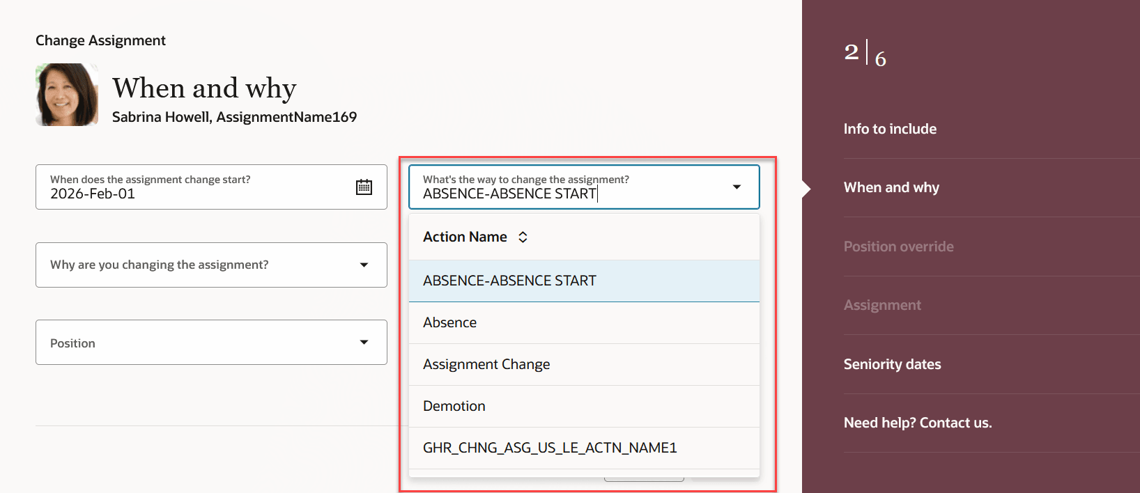 Only Action Name displayed in the Action LOV