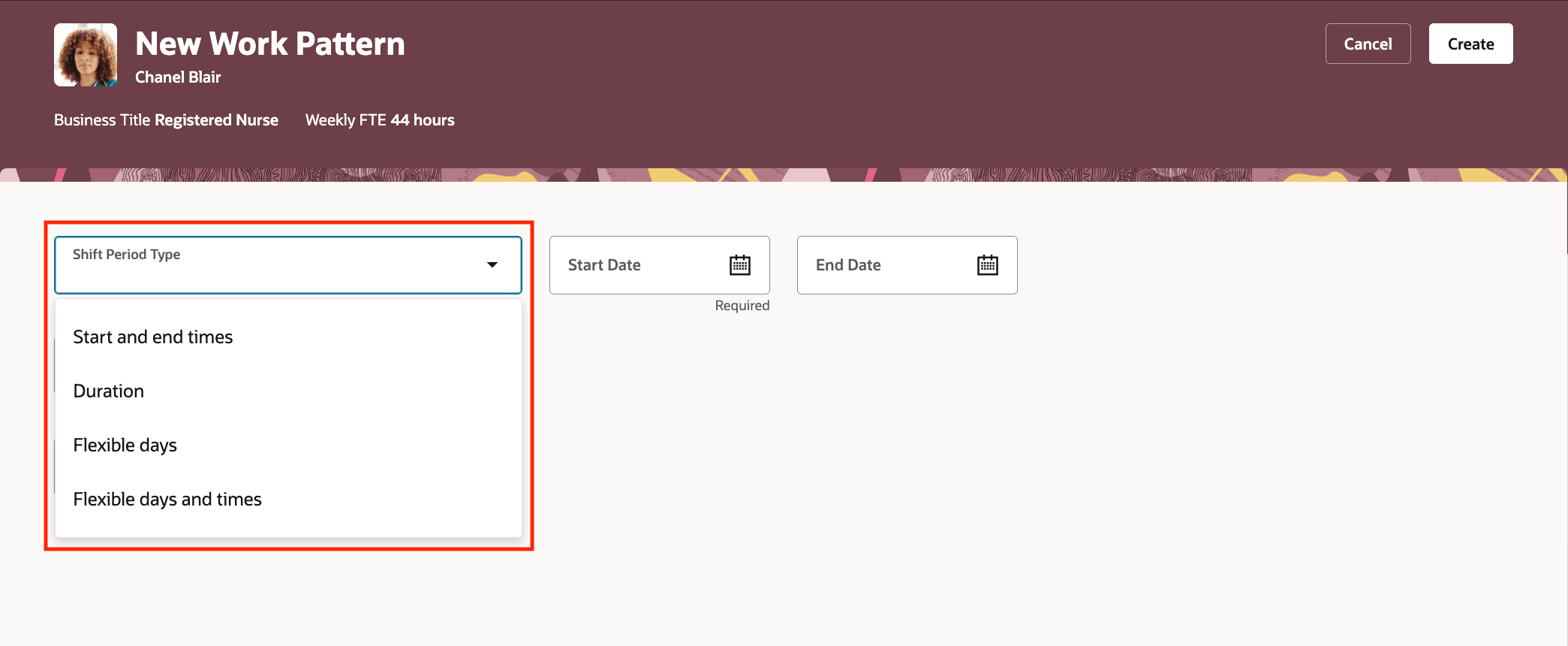 Select Shift Period Type on Work Pattern Templates and Work Patterns