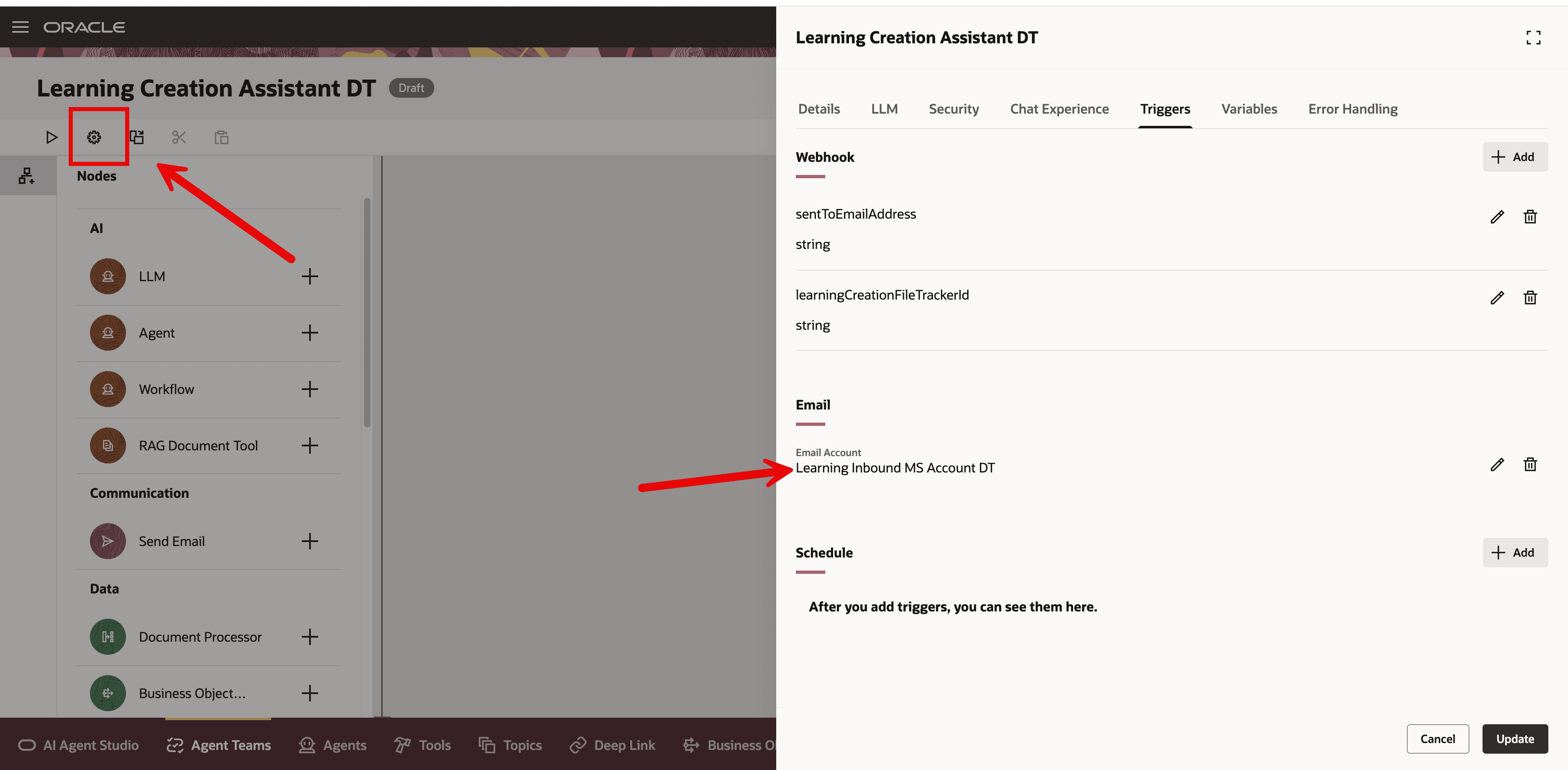 Learning Creation Assistant Agent in AI Agent Studio