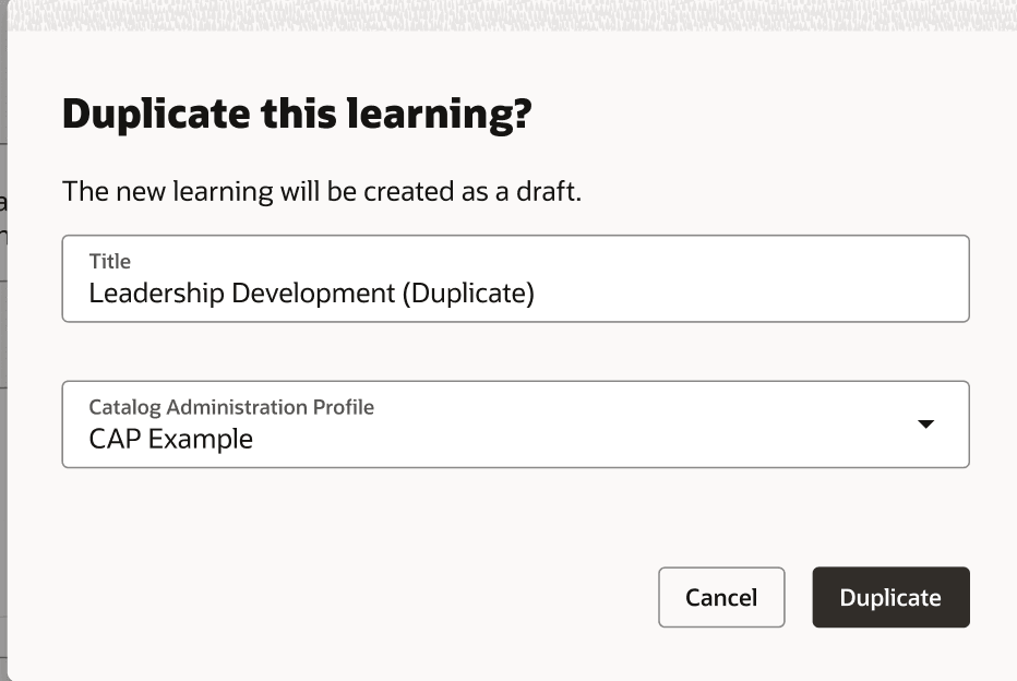 Duplicate Event Dialog Box That Appears Before the Details Page