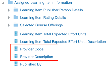 New Attributes Under the Assigned Learning Item Information Folder