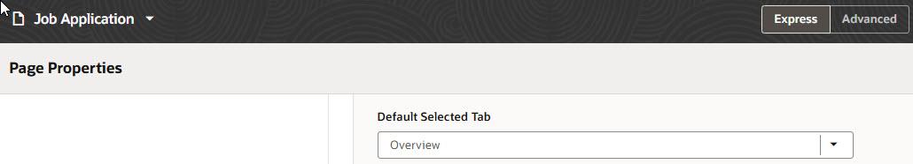 Page Property to Set the Job Application Default Tab