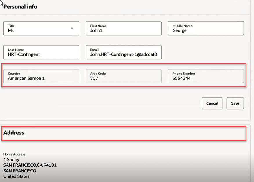 Personal Info Section in the Hiring App