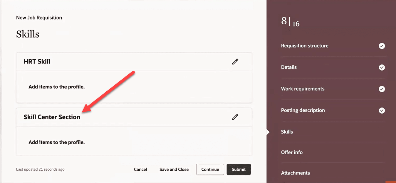 Select Skills Center Section