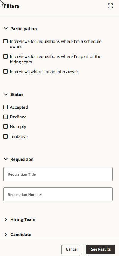 Filters on the Interviews Tab