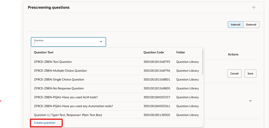 Create Question Link in the Question Selector