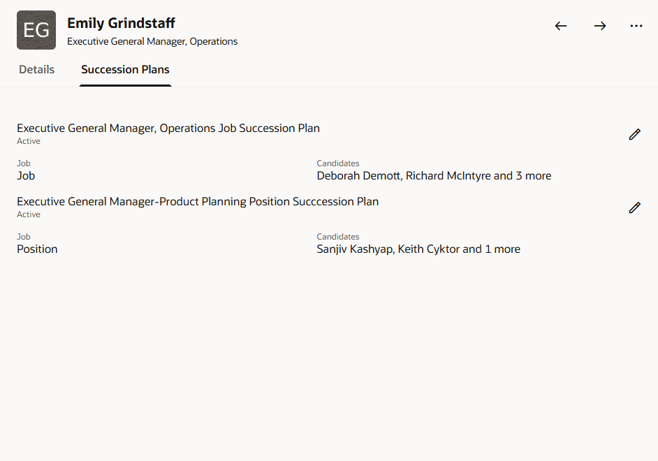 Succession Plans of a Team Member