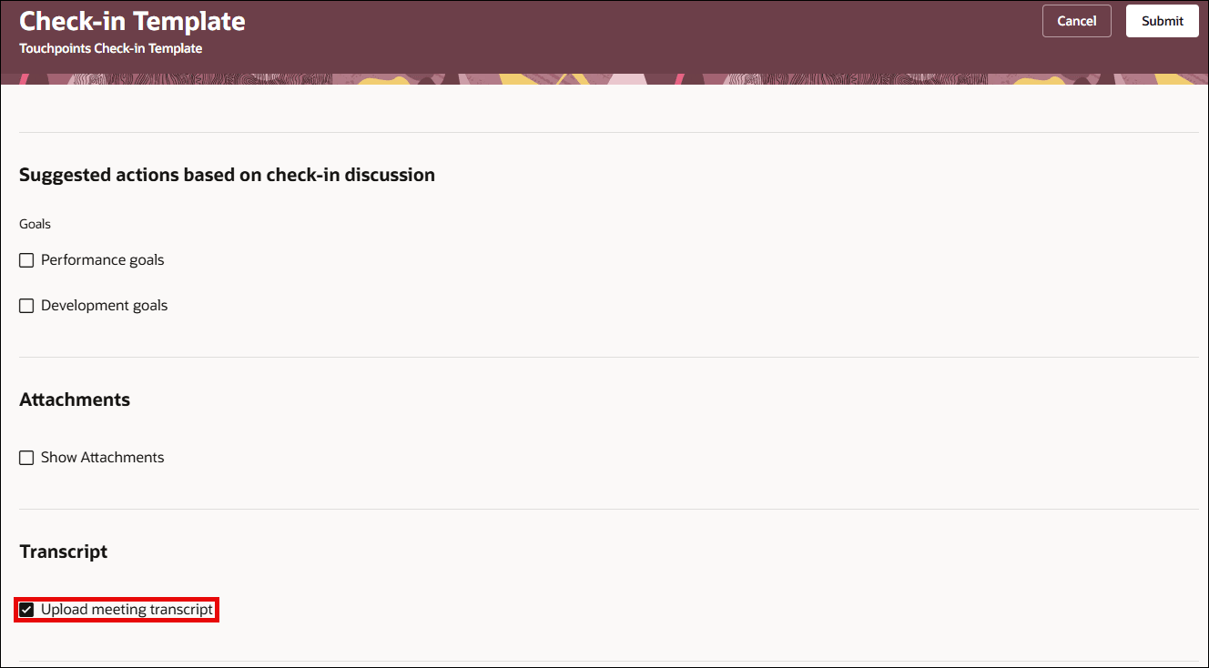 Enable upload meeting transcript