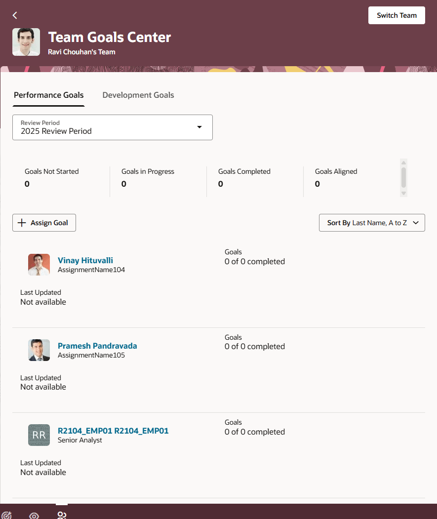 Team Goals Center Without Dotted-Line Reports