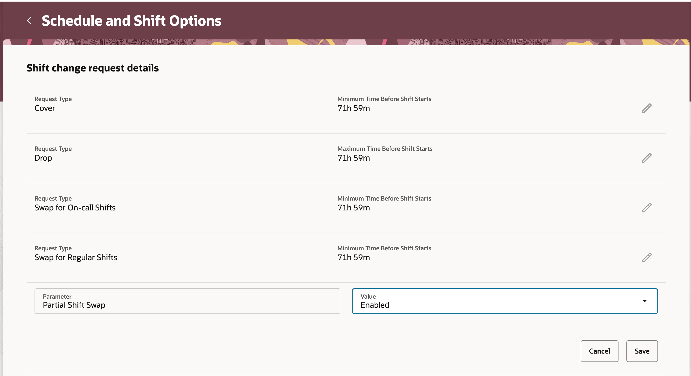 Administrator enables Partial Shift Swap