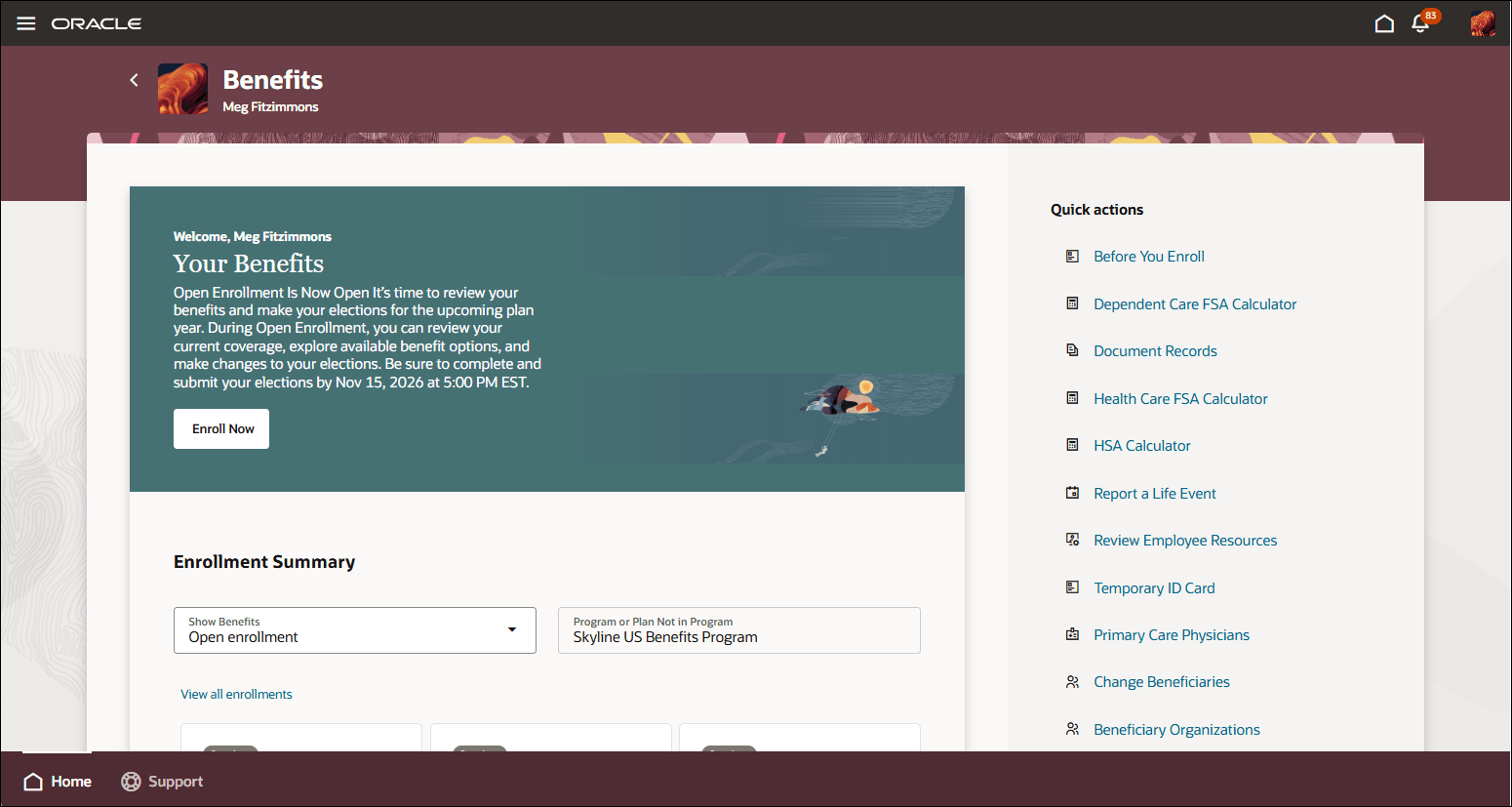 Self-Service Benefits Landing Page