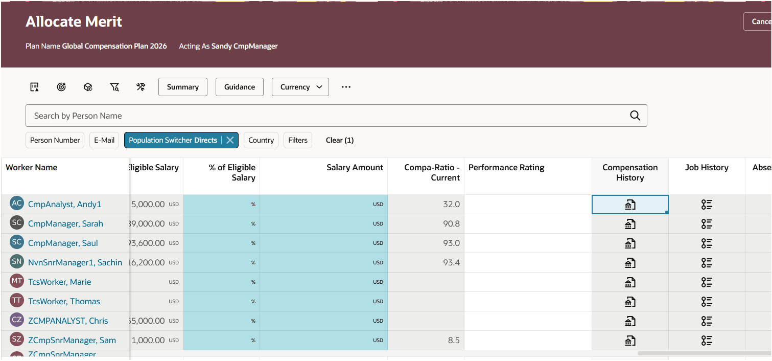 View Compensation History Icon