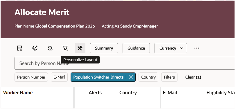 Personalize Layout
