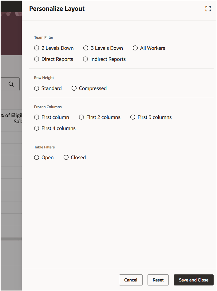 Layout Personalization Options