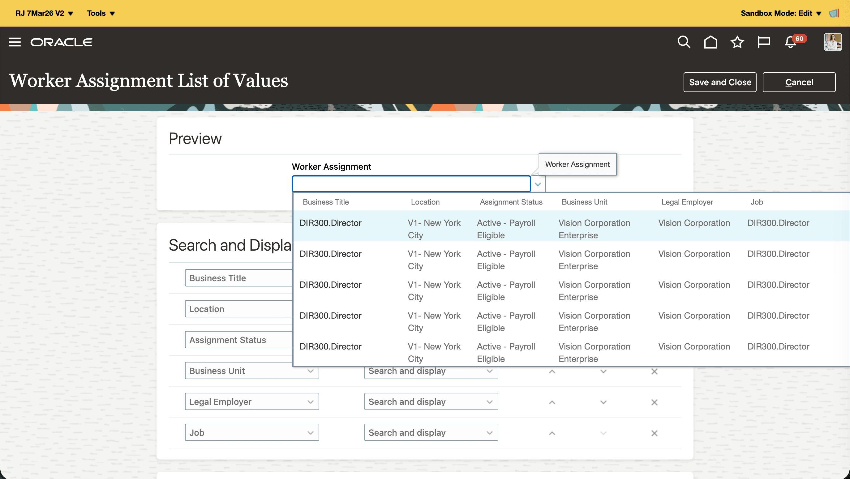 List of Value Configuration
