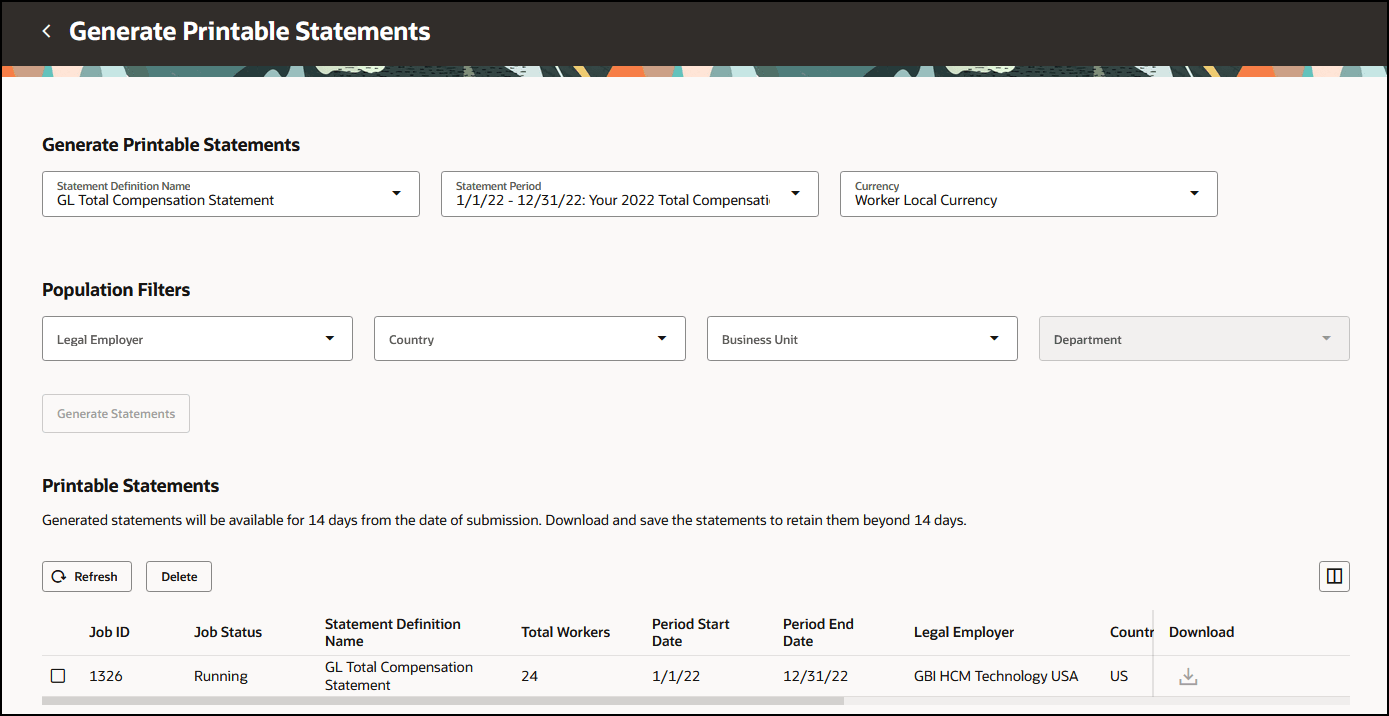 Generate Printable Statements