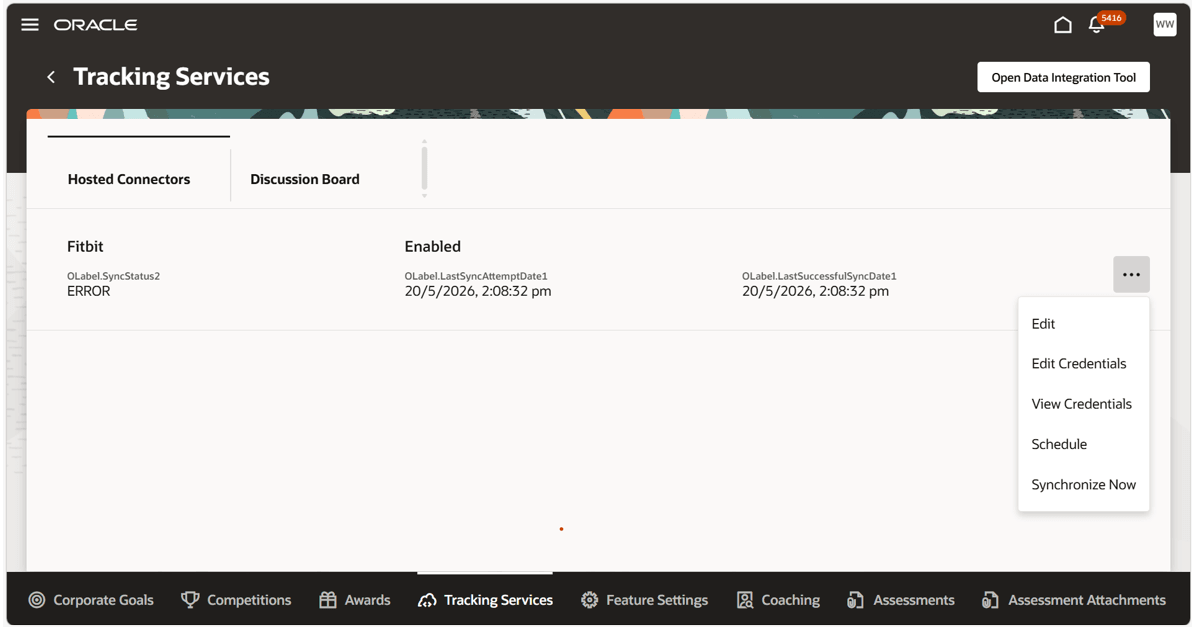 Tracking Services section overview